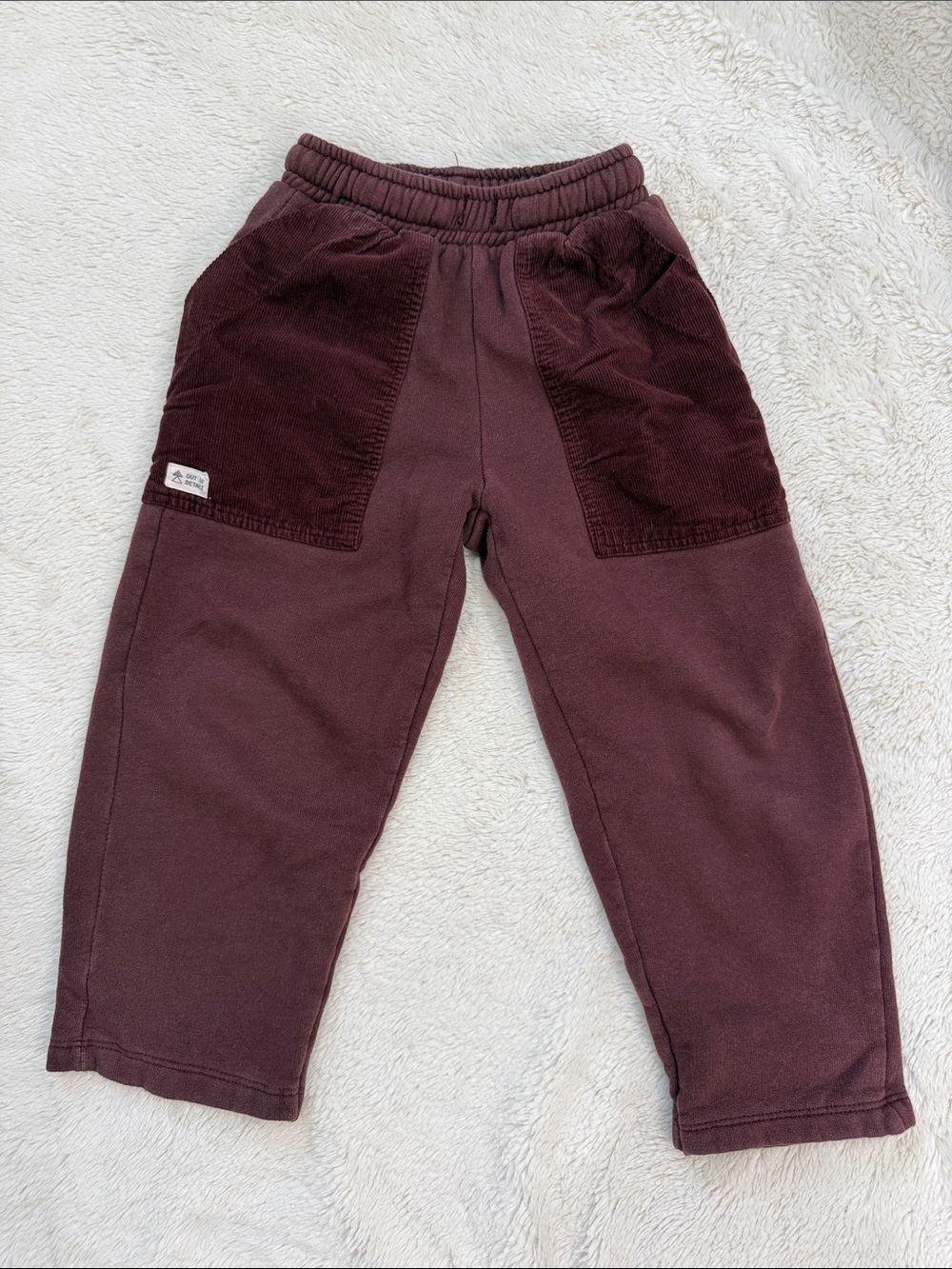 Zara Kids Burgundy Cord & Knit Pocket Pants